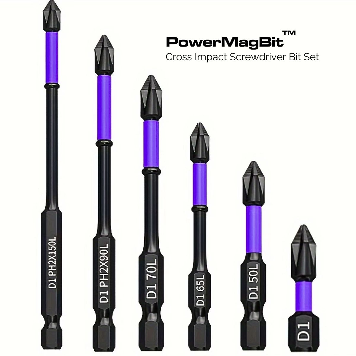 PowerMagBit™ Cross Impact Screwdriver Bit Set