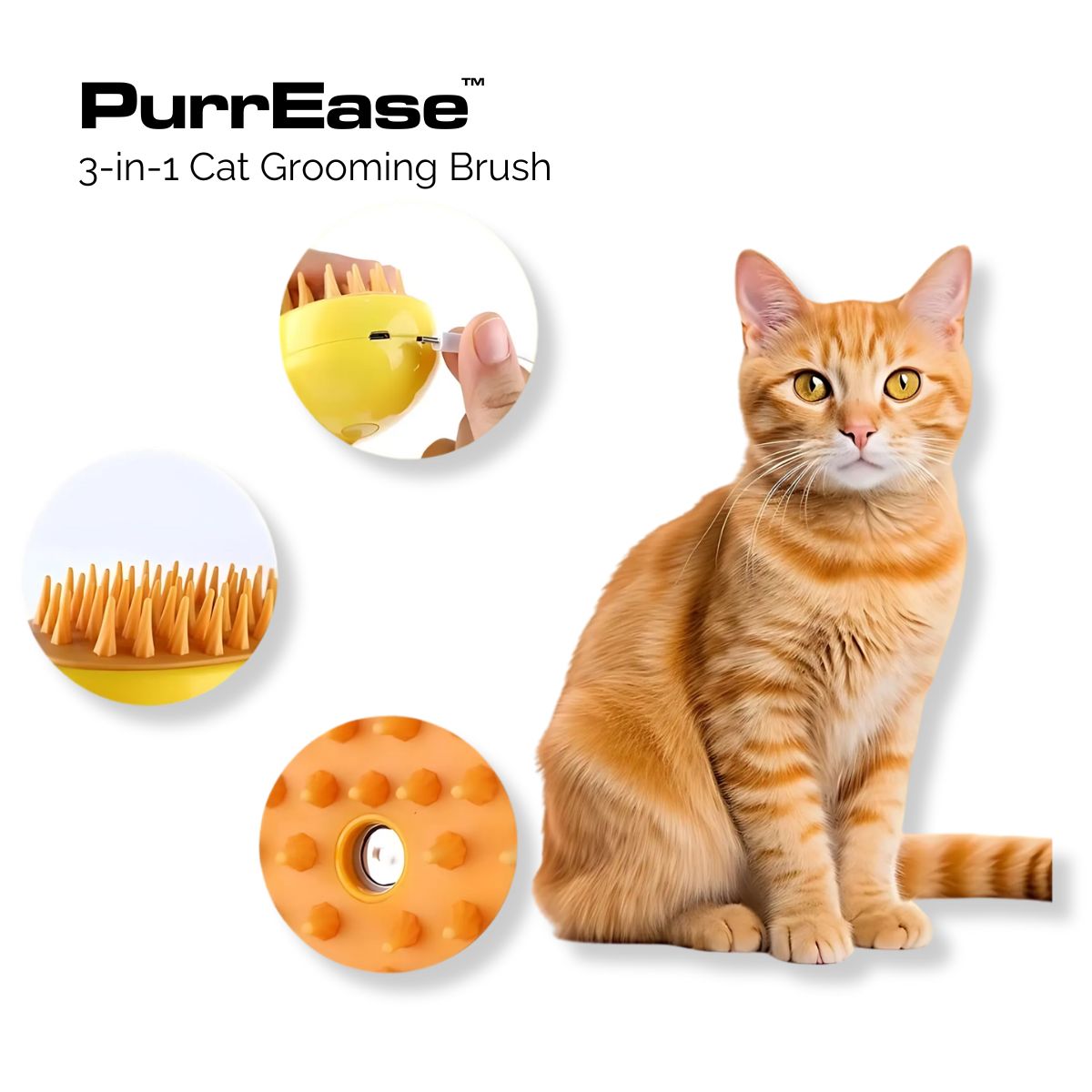 PurrEase™ 3-in-1 Cat Grooming Brush