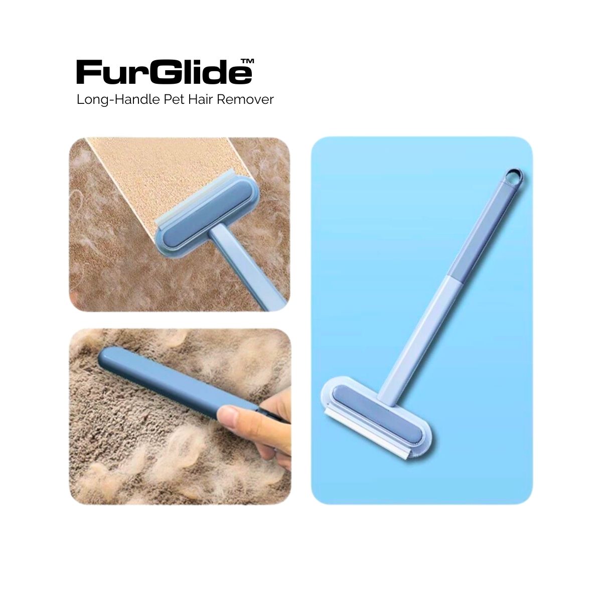 FurGlide™ Long-Handle Pet Hair Remover