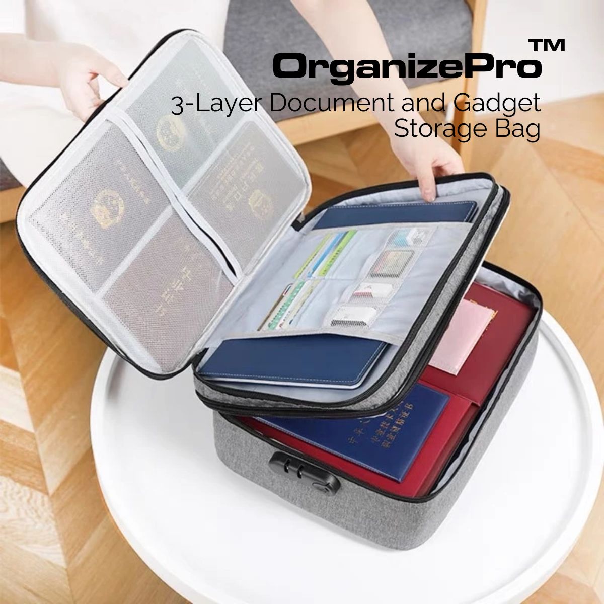 OrganizePro™ 3-Layer Document and Gadget Storage Bag