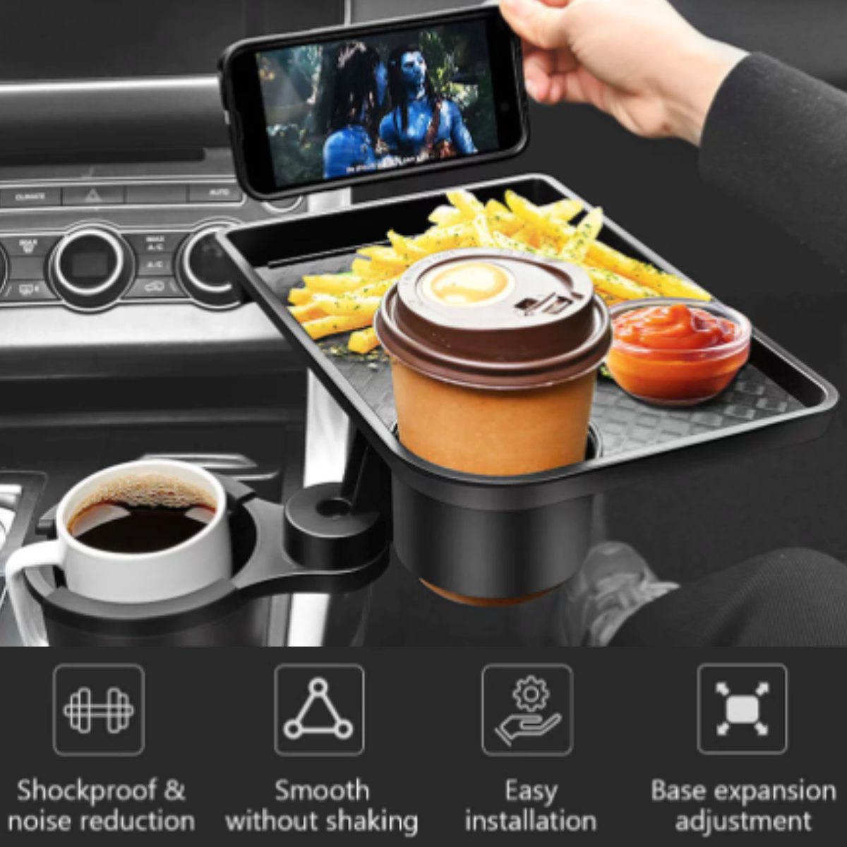 SnackEase™ Car Cup Holder w/ Tray