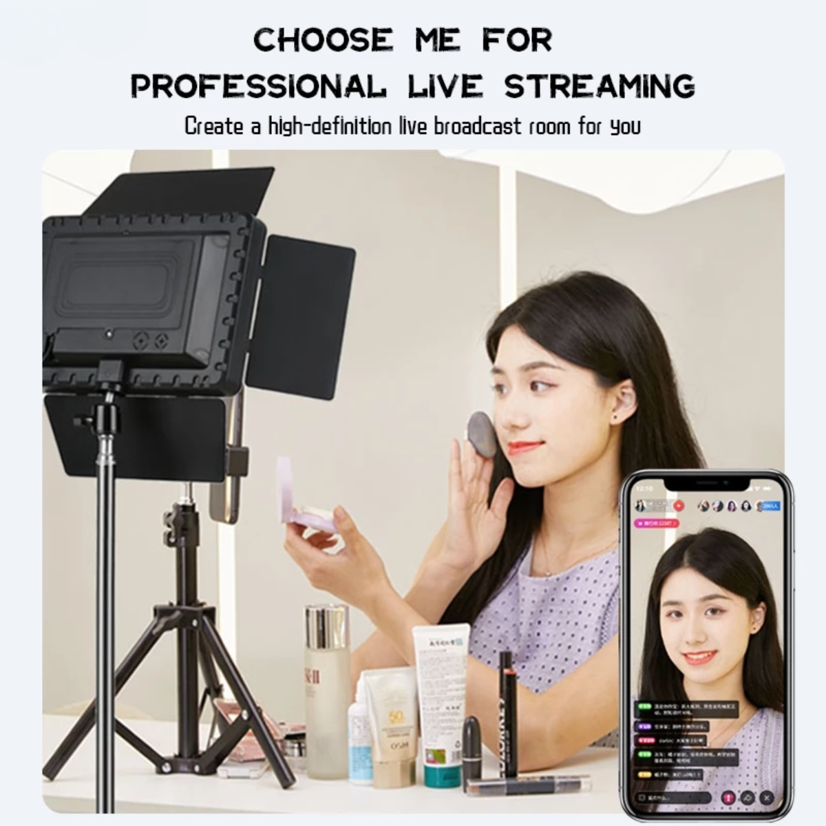 BrightContent™ LED Fill Light Tripod